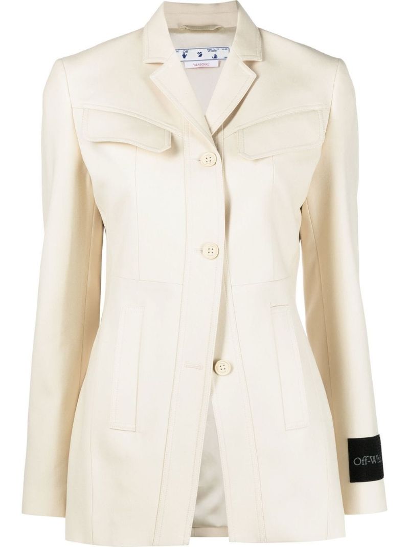 Neutral Single-breasted Virgin Wool Blazer