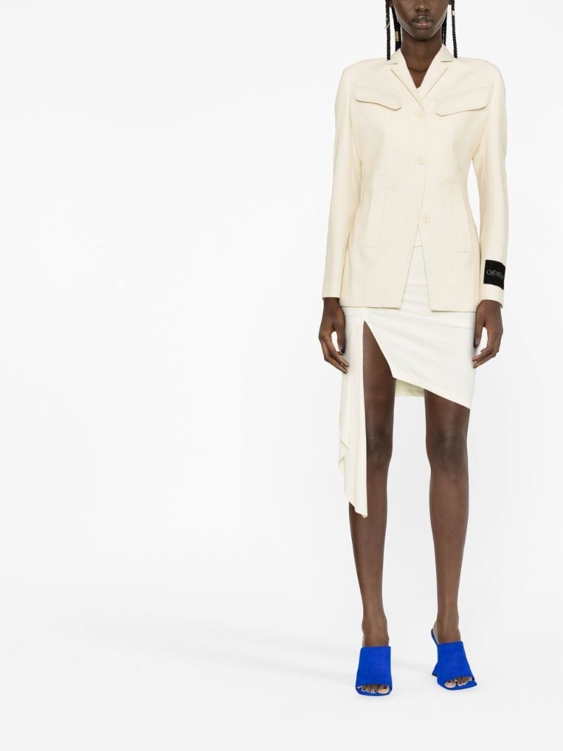 Neutral Single-breasted Virgin Wool Blazer