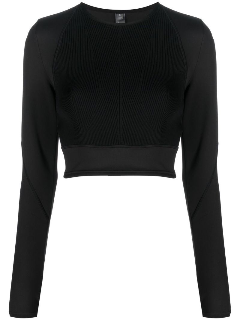 Black Truestrength Ribbed-knit Crop Top