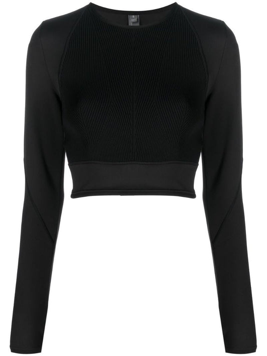 Black Truestrength Ribbed-knit Crop Top