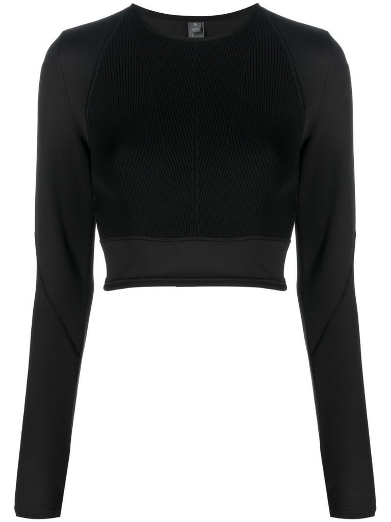 Black Truestrength Ribbed-knit Crop Top
