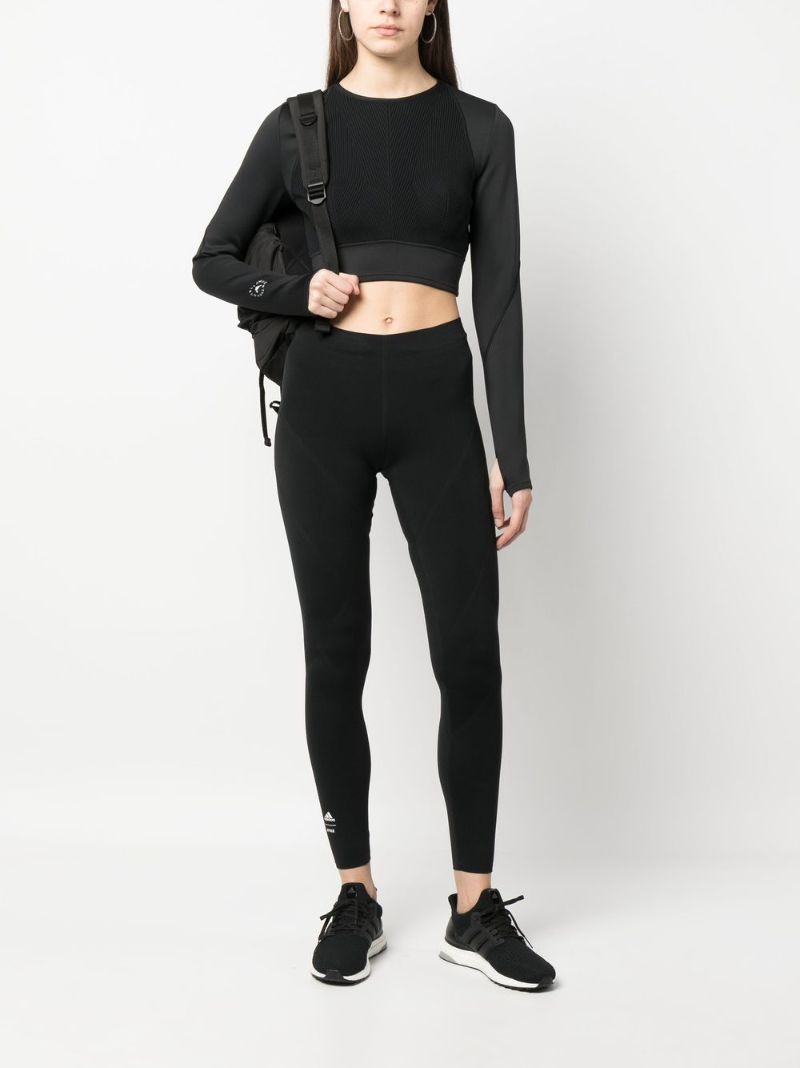 Black Truestrength Ribbed-knit Crop Top