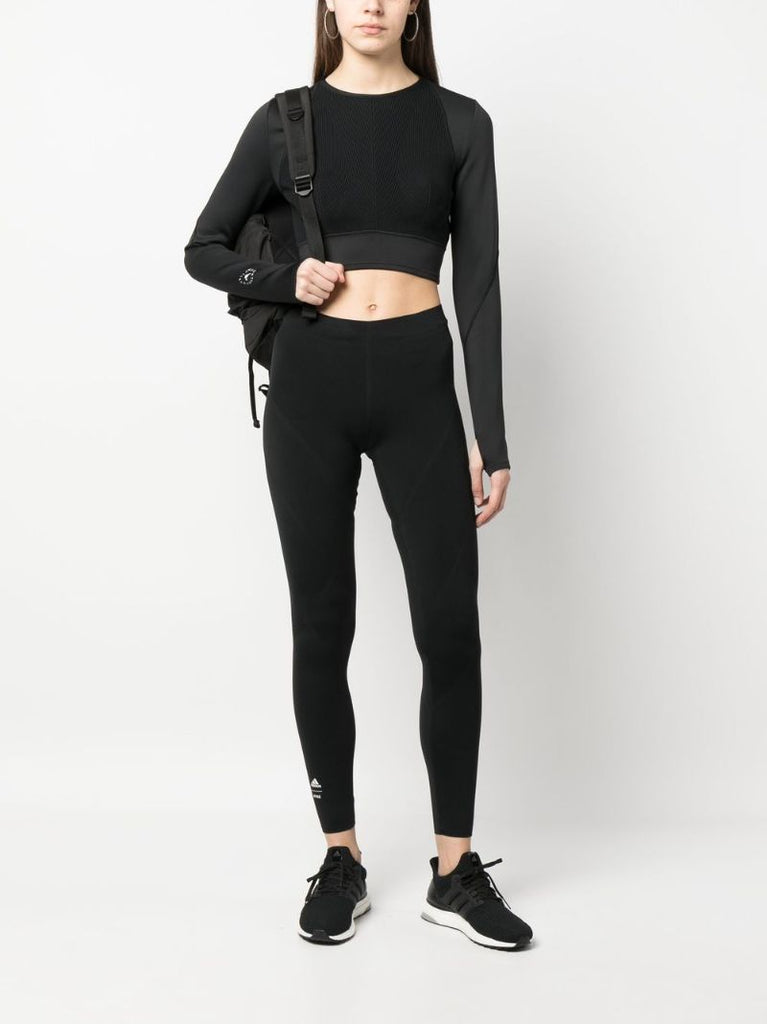 Black Truestrength Ribbed-knit Crop Top