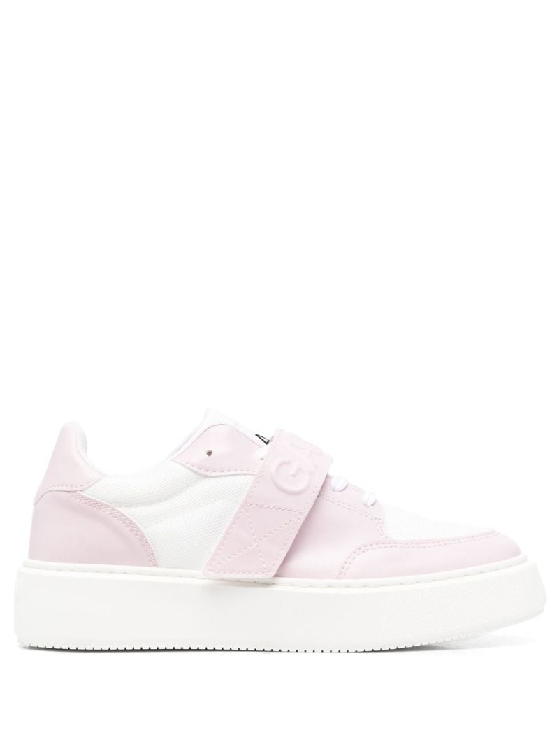 Pink Two Tone Touch Strap Sneakers