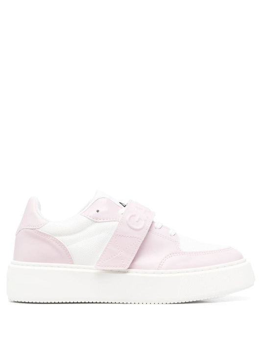 Pink Two Tone Touch Strap Sneakers
