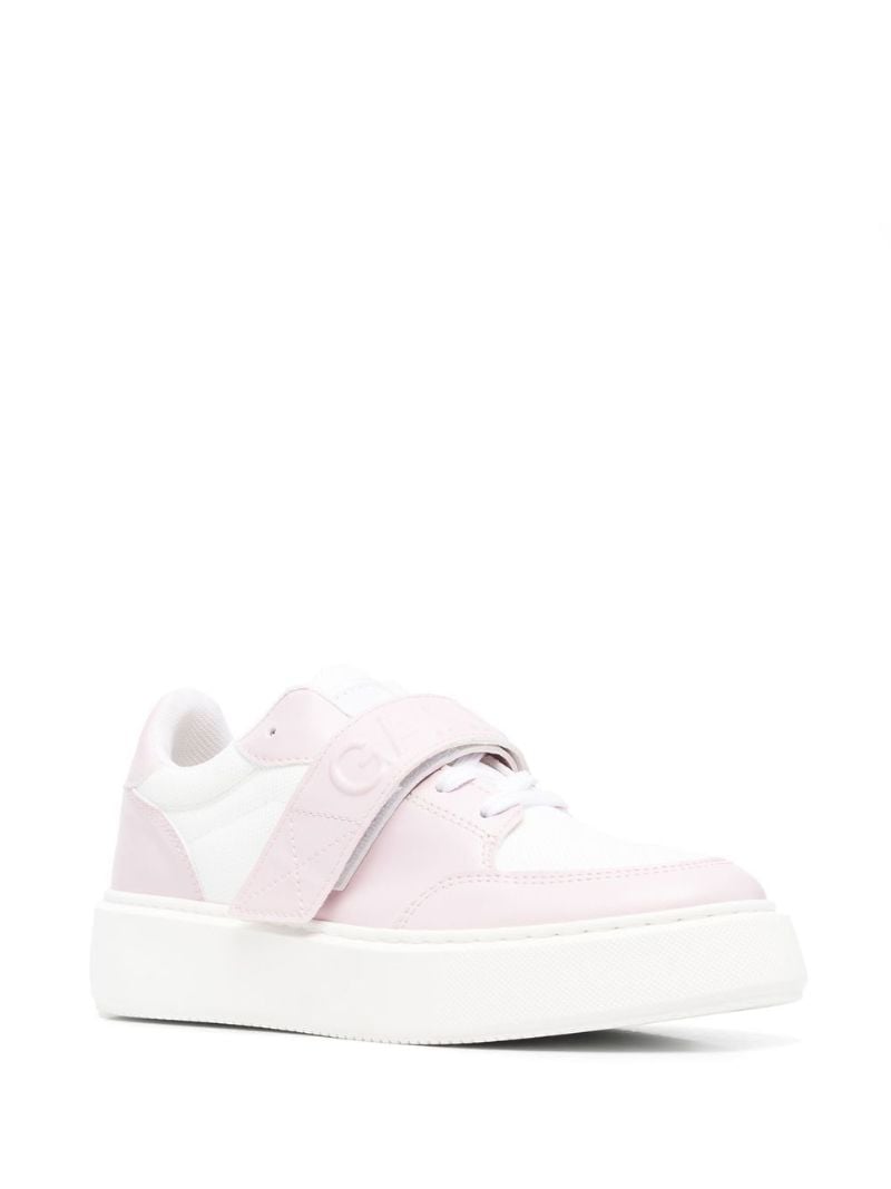 Pink Two Tone Touch Strap Sneakers
