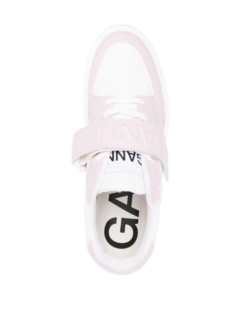 Pink Two Tone Touch Strap Sneakers