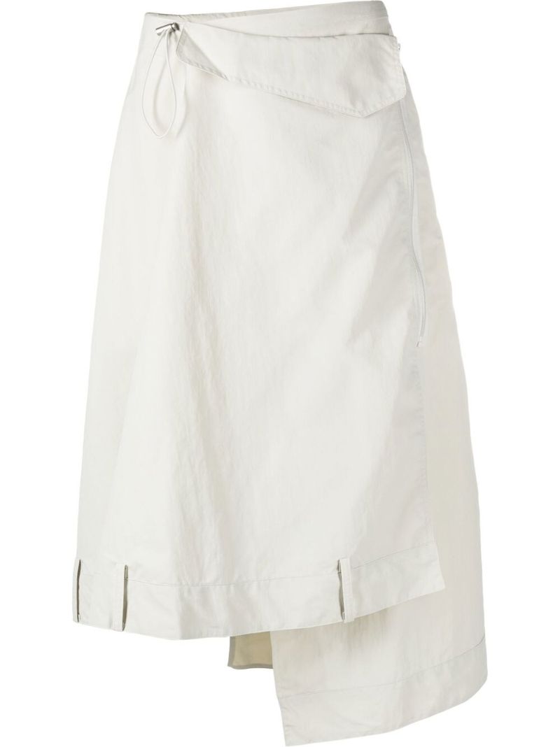 White Asymmetric Midi Skirt