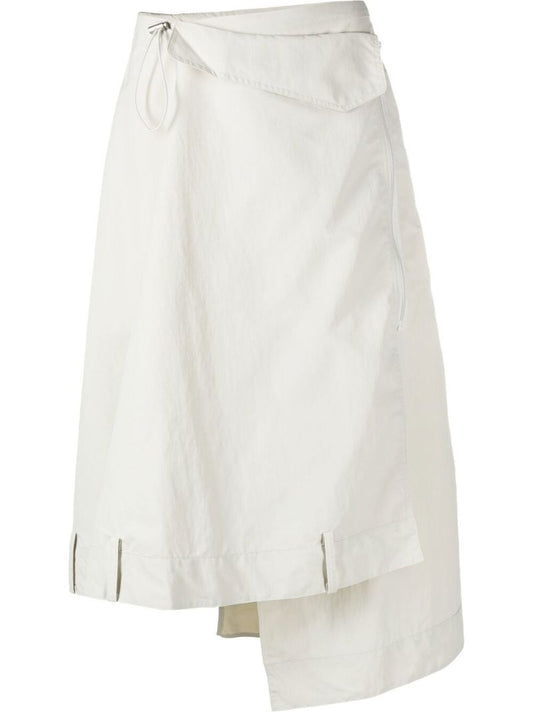 White Asymmetric Midi Skirt