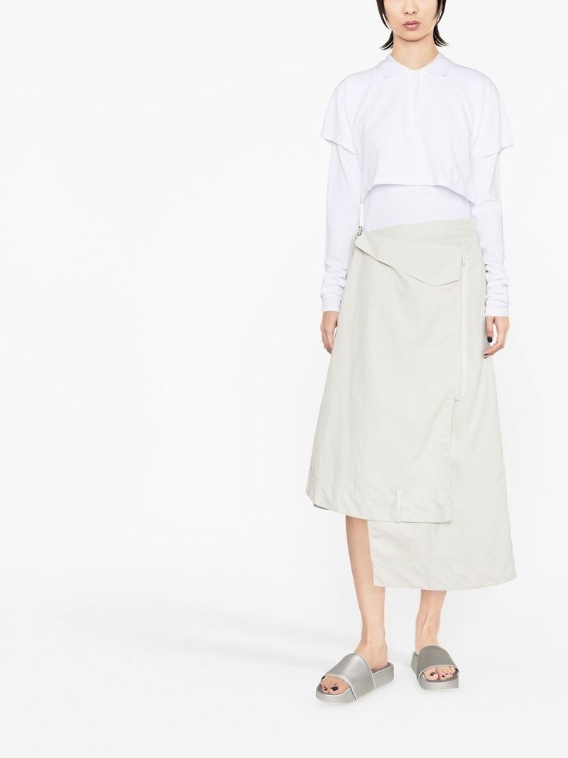 White Asymmetric Midi Skirt