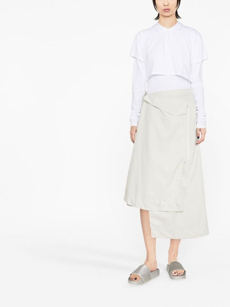 White Asymmetric Midi Skirt