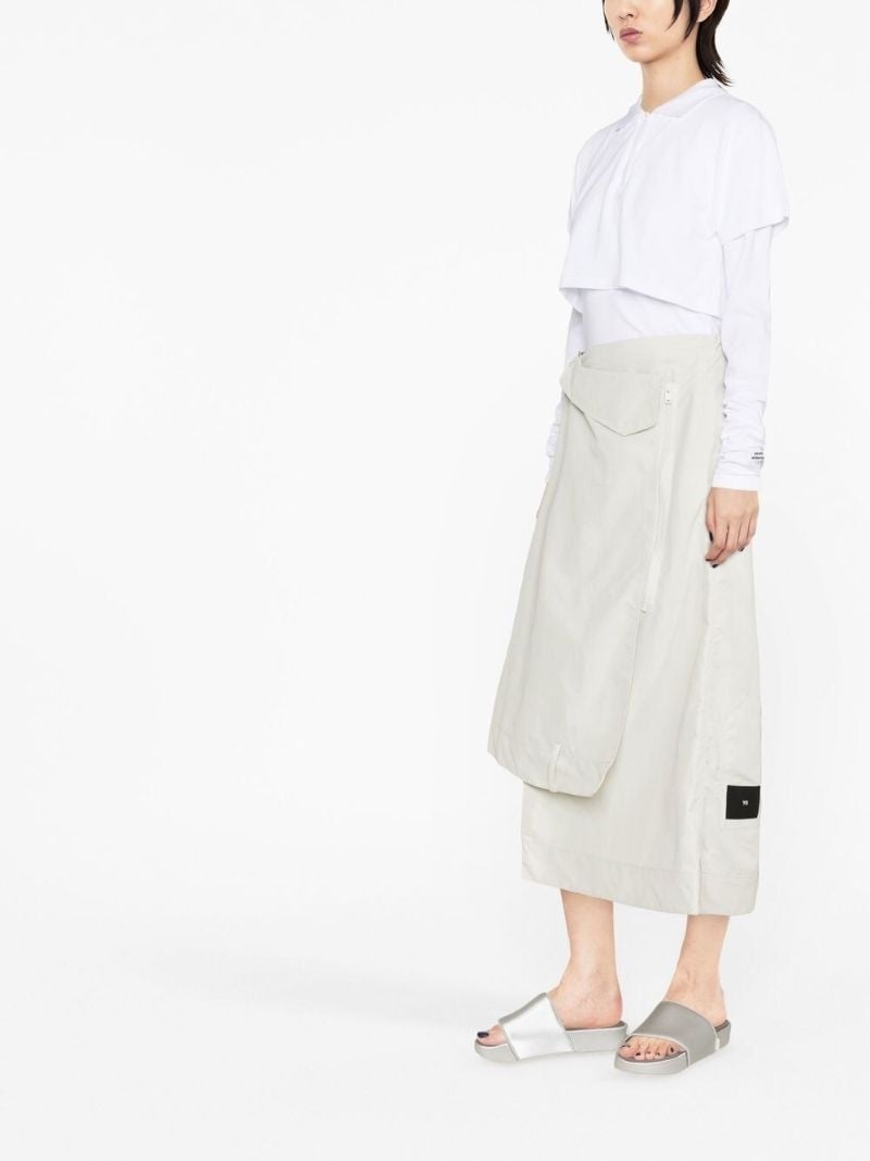 White Asymmetric Midi Skirt