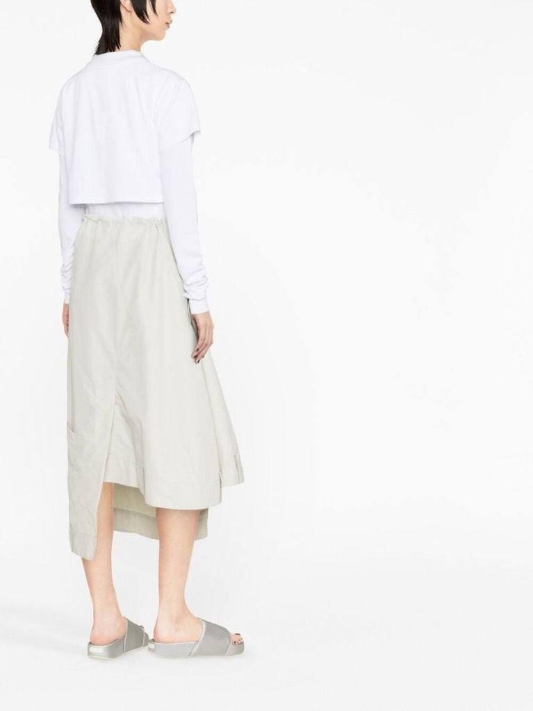 White Asymmetric Midi Skirt