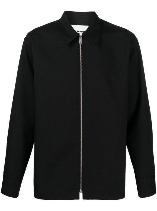 Black Zip-up Long Sleeved Shirt