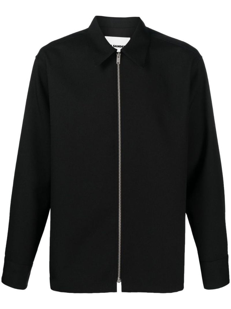 Black Zip-up Long Sleeved Shirt