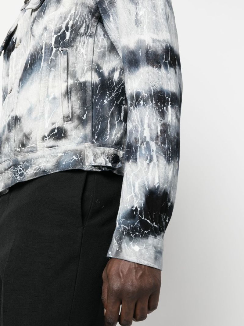 Blue Cracked Effect Denim Jacket