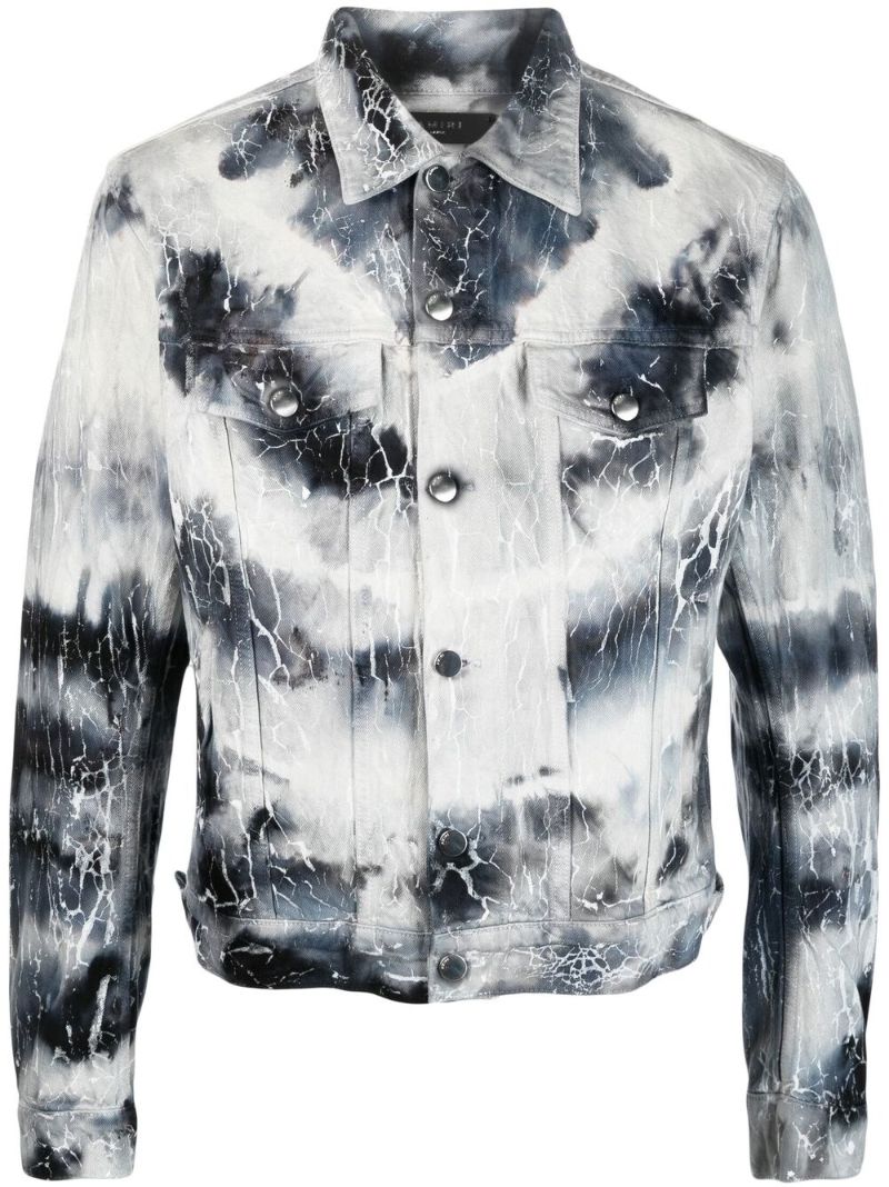 Blue Cracked Effect Denim Jacket