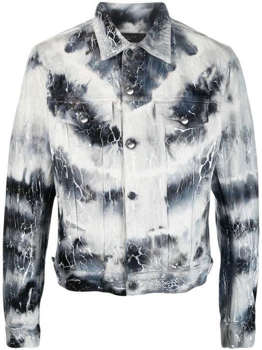Blue Cracked Effect Denim Jacket