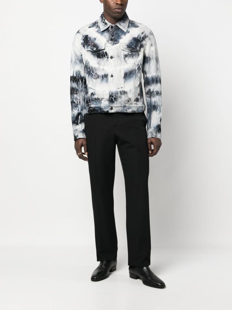 Blue Cracked Effect Denim Jacket