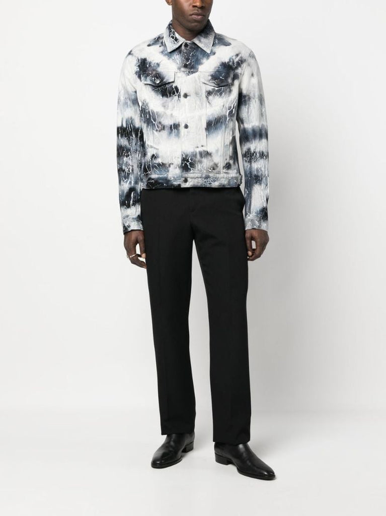 Blue Cracked Effect Denim Jacket