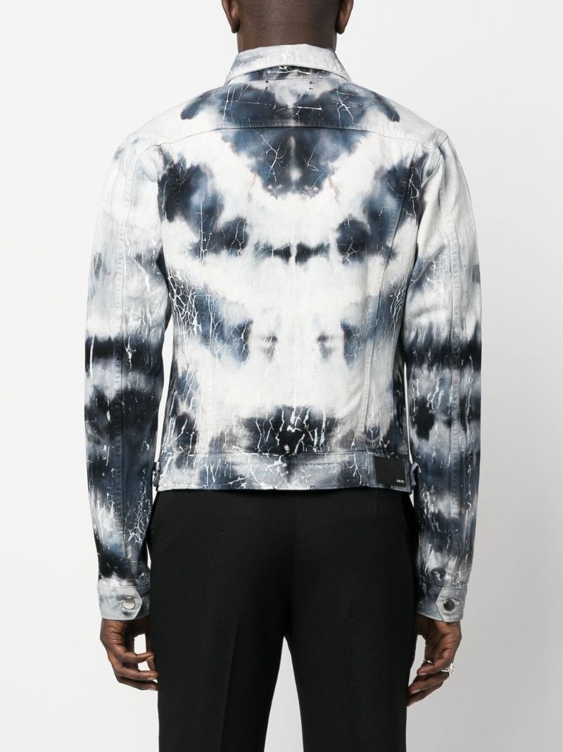 Blue Cracked Effect Denim Jacket