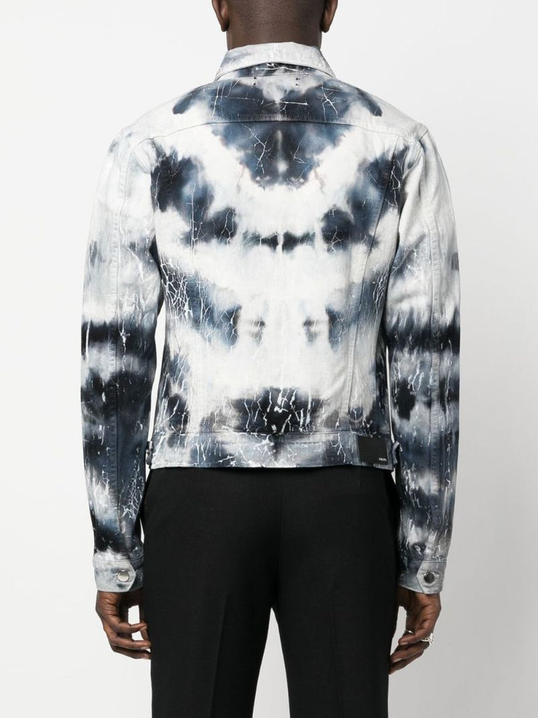 Blue Cracked Effect Denim Jacket