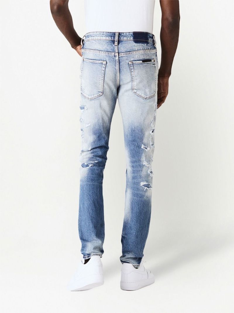 Blue Ripped Slim-fit Jeans
