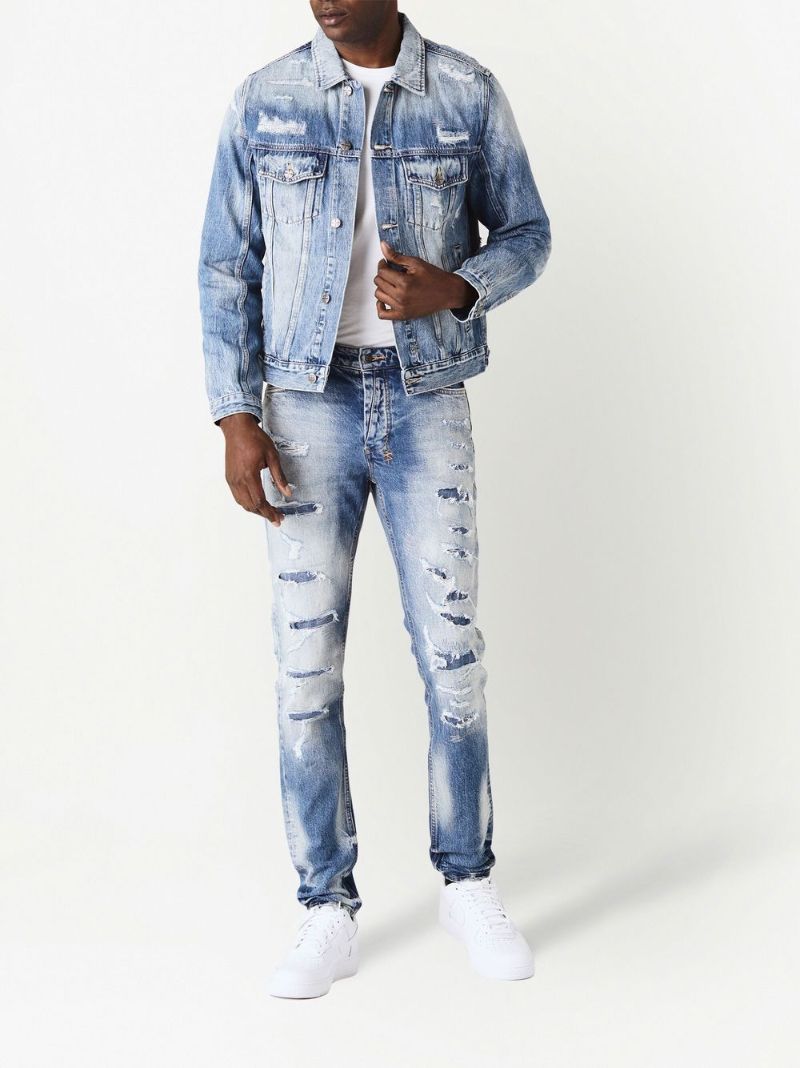 Blue Ripped Slim-fit Jeans