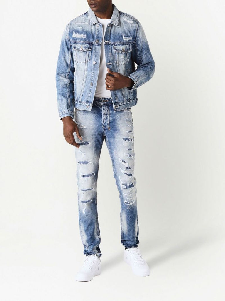 Blue Ripped Slim-fit Jeans