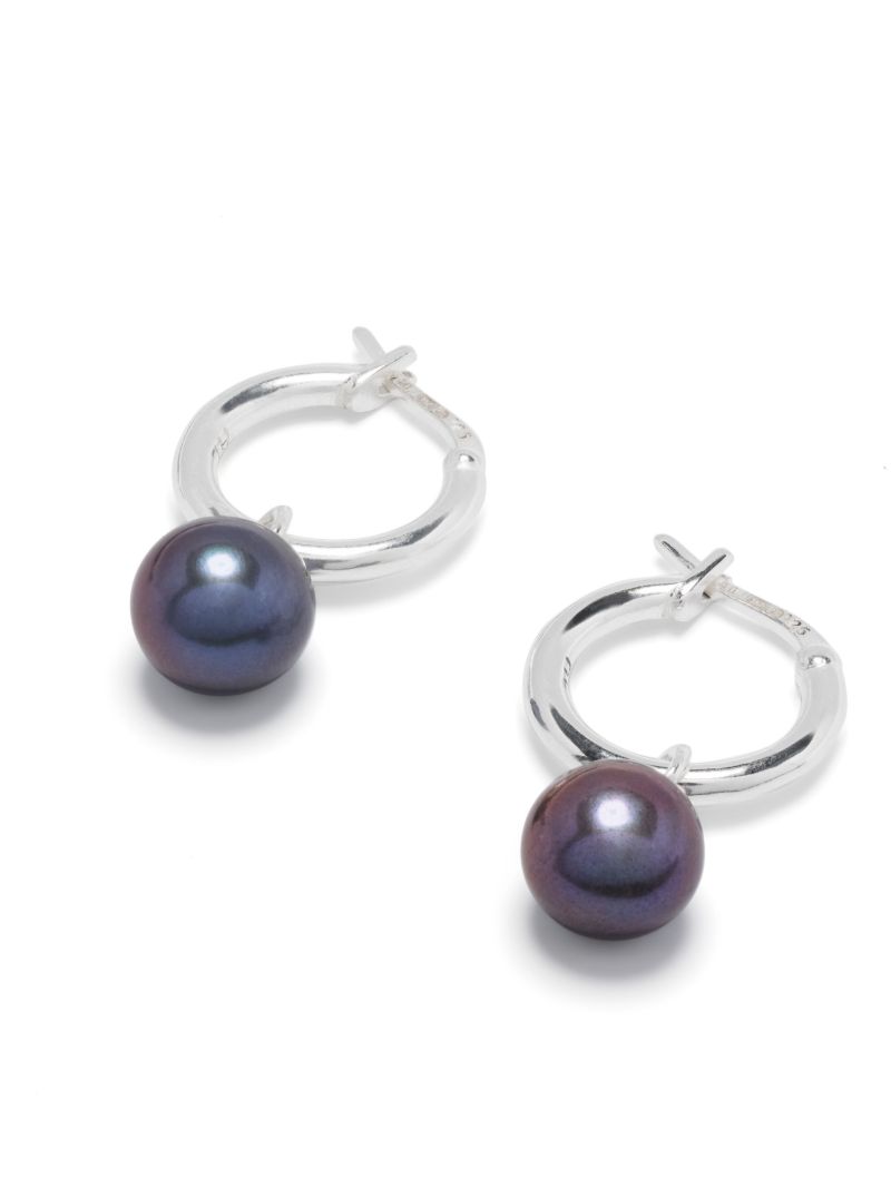 Sterling Silver Pearl Hoop Earrings