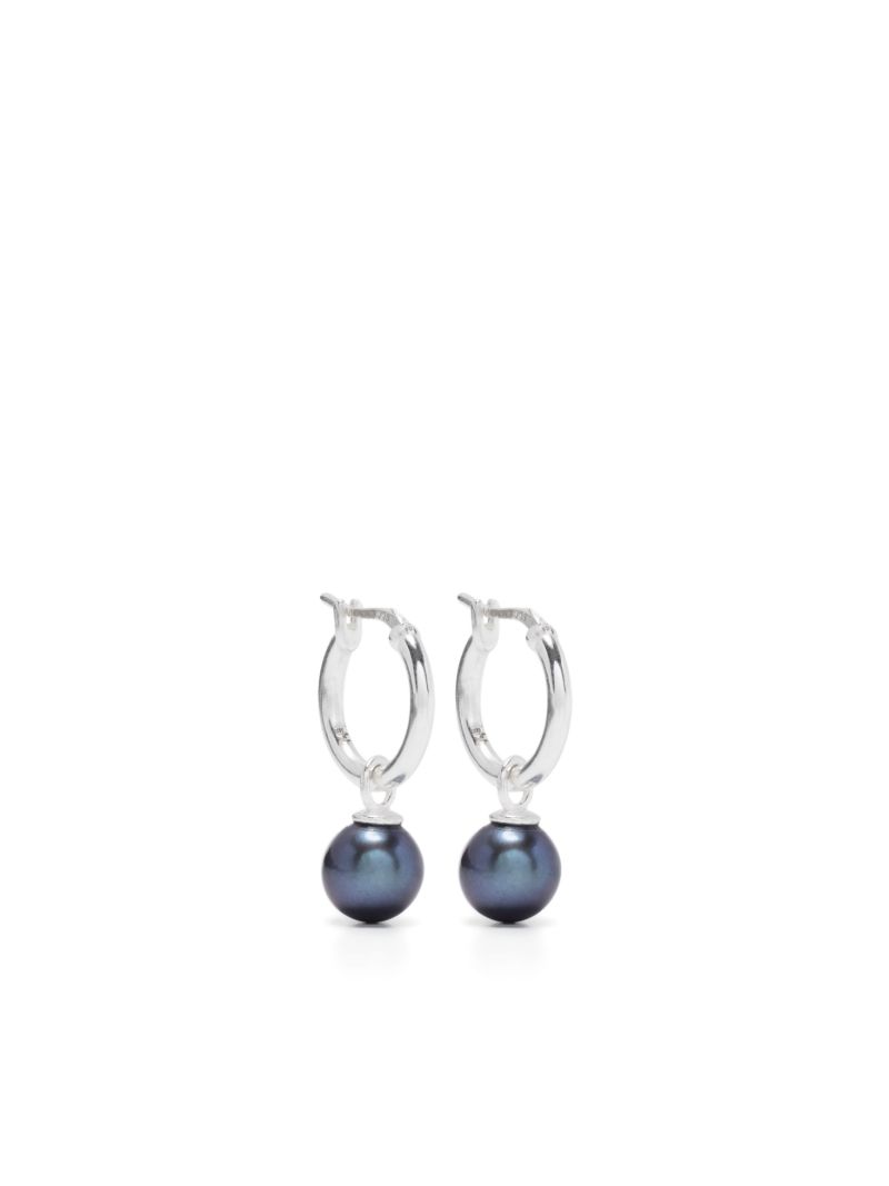 Sterling Silver Pearl Hoop Earrings