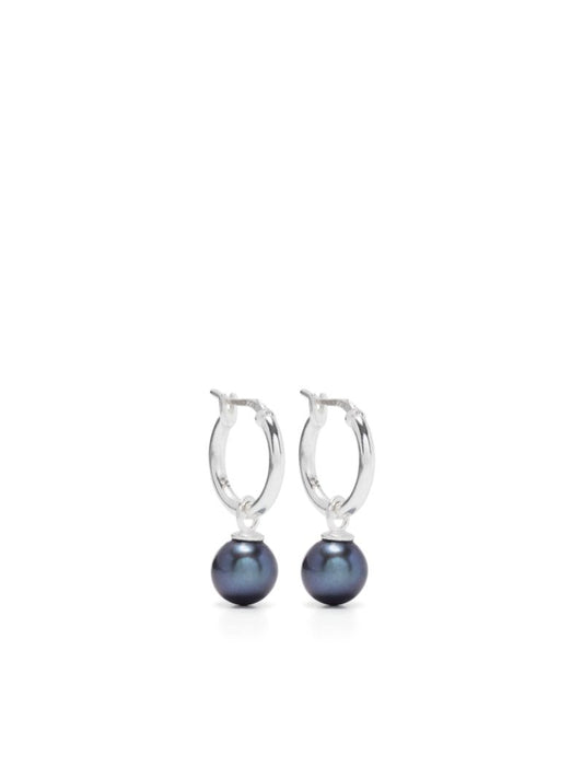 Sterling Silver Pearl Hoop Earrings