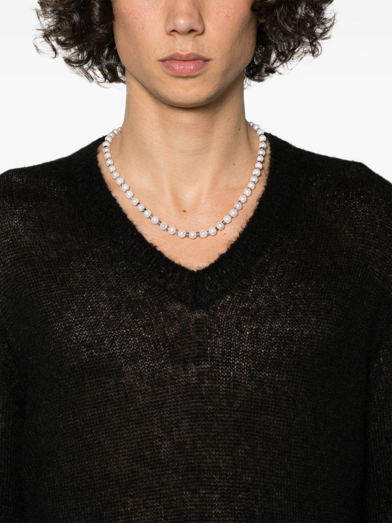 Sterling Silver Pearl and Crystal Necklace