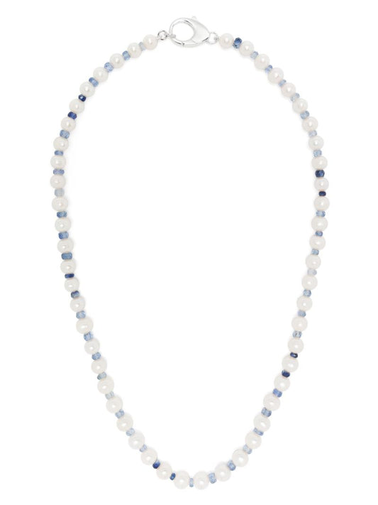 Sterling Silver Pearl and Crystal Necklace