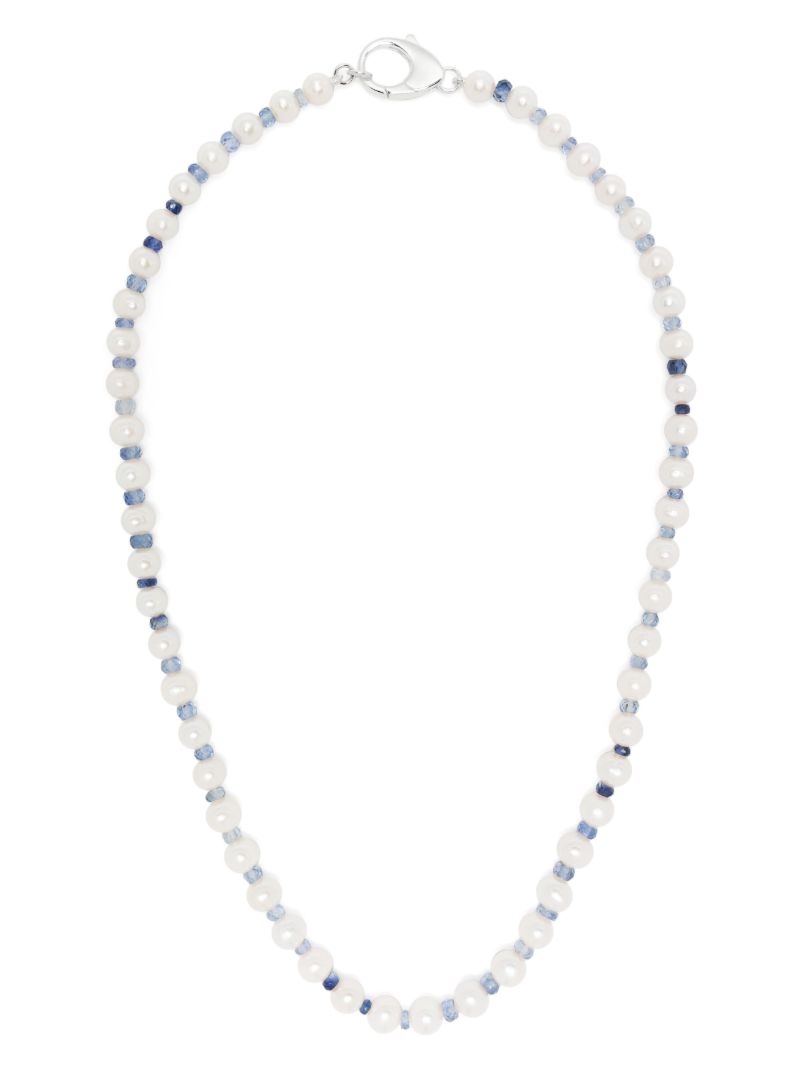 Sterling Silver Pearl and Crystal Necklace