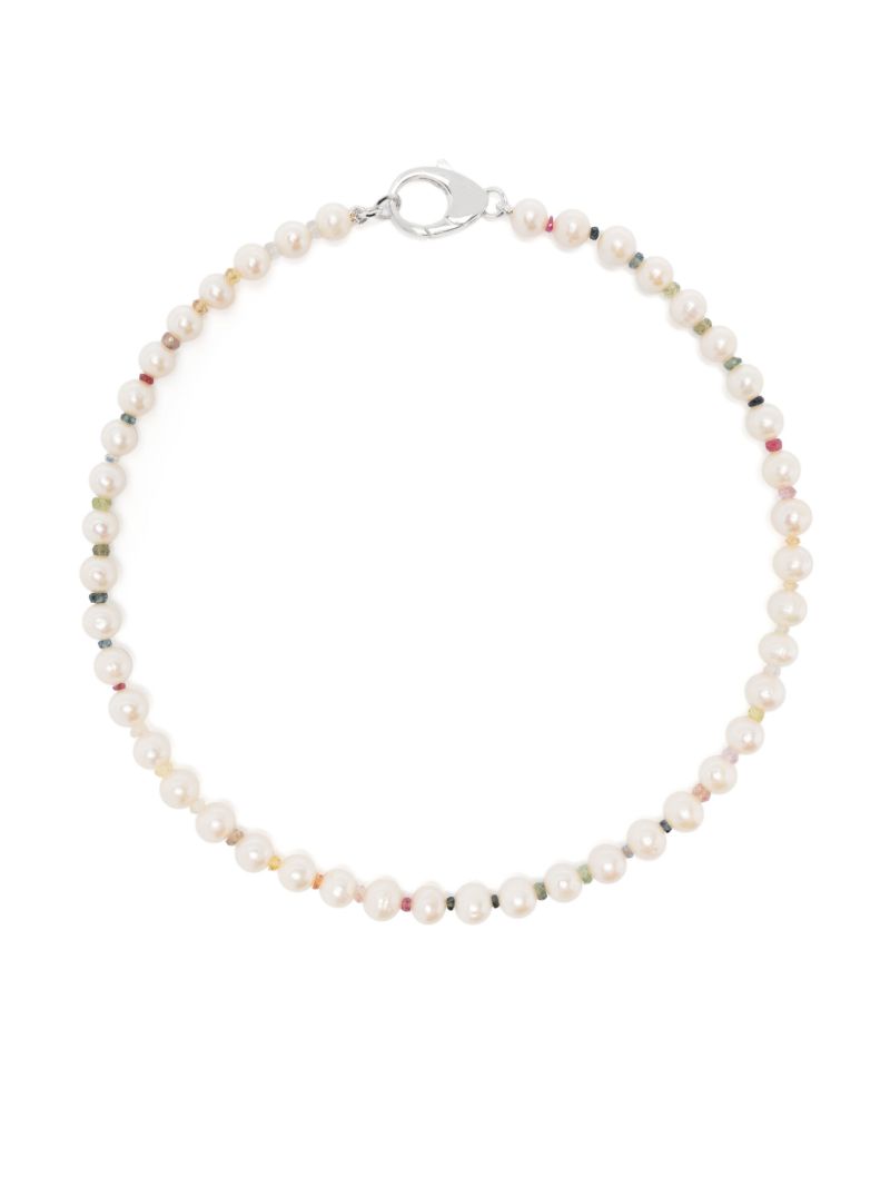Sterling Silver Pearl and Crystal Necklace
