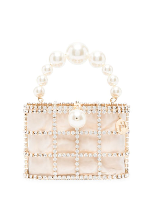 Neutral Holli Embellished Top Handle Bag
