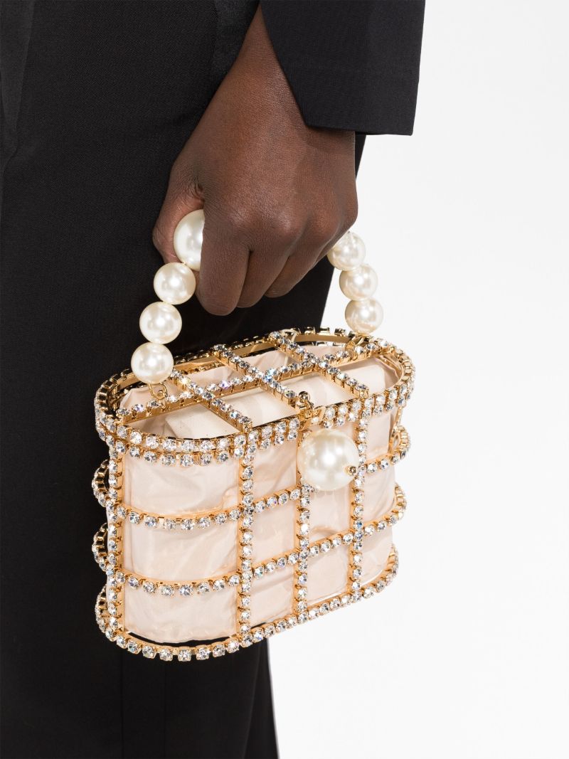 Neutral Holli Embellished Top Handle Bag