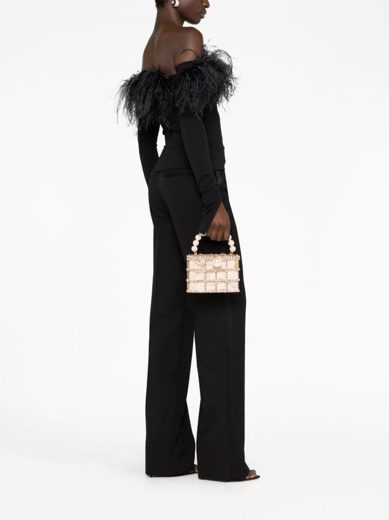 Neutral Holli Embellished Top Handle Bag