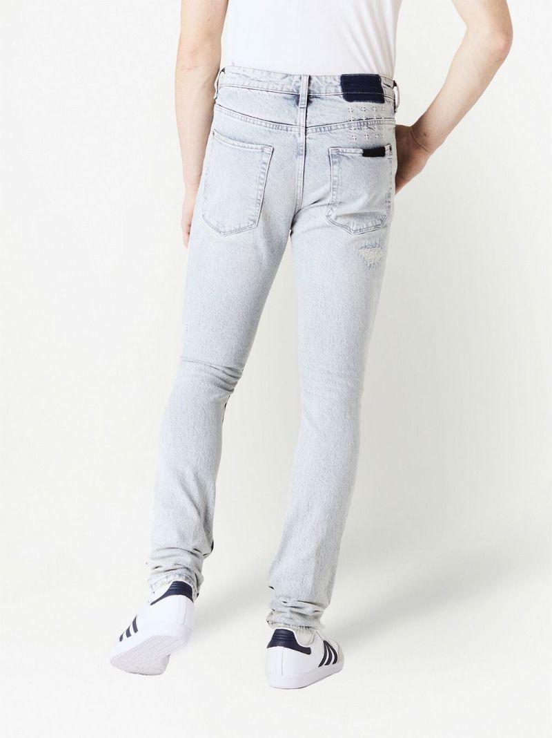 Blue Ripped Detail Skinny Jeans