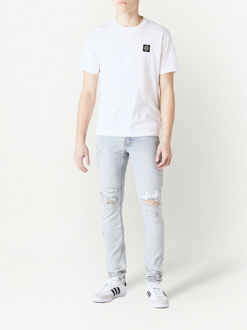 Blue Ripped Detail Skinny Jeans
