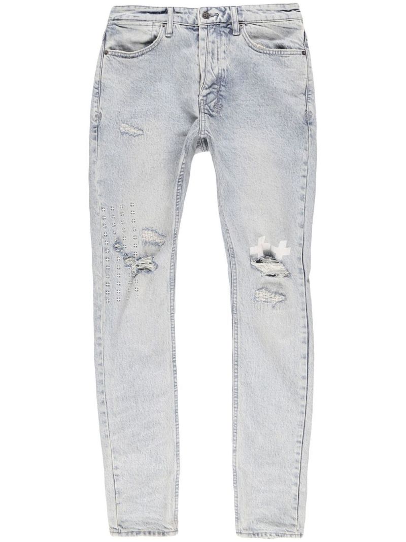 Blue Ripped Detail Skinny Jeans