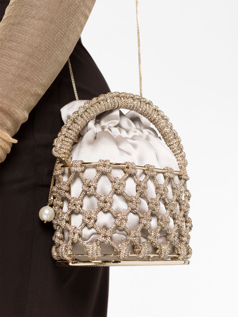 Gold Holli Nodi Crystal Satin Bag