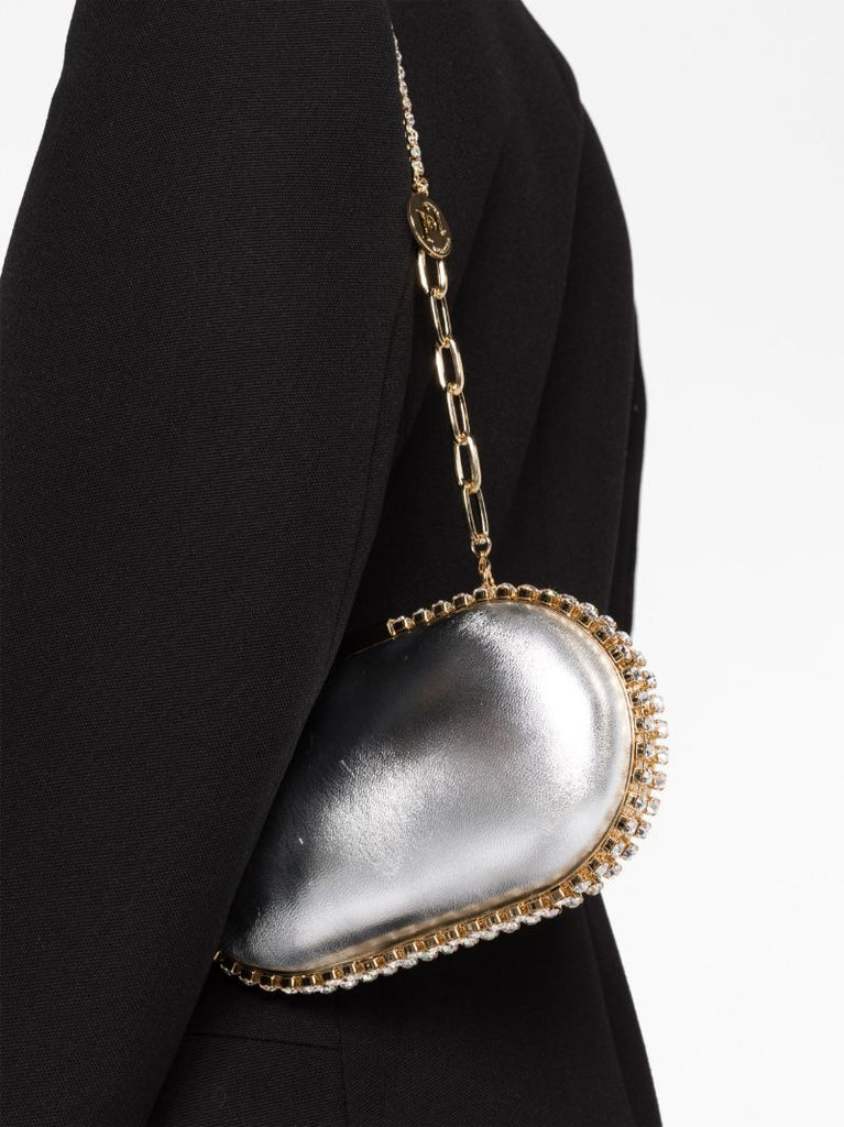 Silver-tone Erato Laminated Leather Clutch