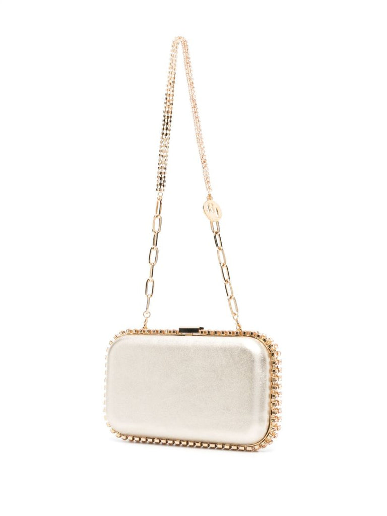 Gold-tone Clio Leather Clutch Bag