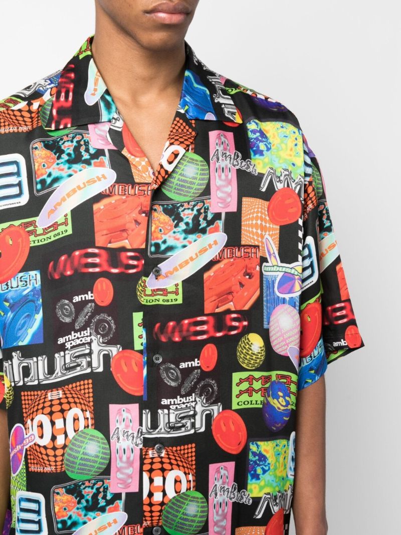 Black Graphic Print Short Sleeved Shirt