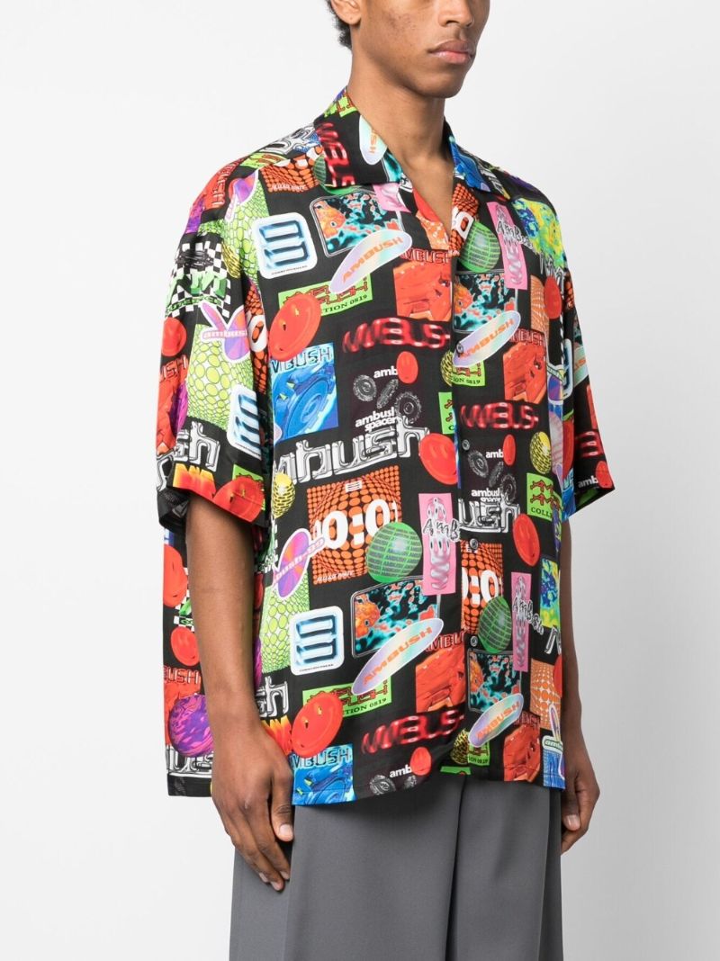 Black Graphic Print Short Sleeved Shirt