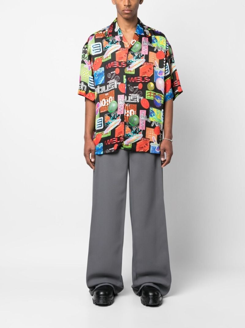 Black Graphic Print Short Sleeved Shirt