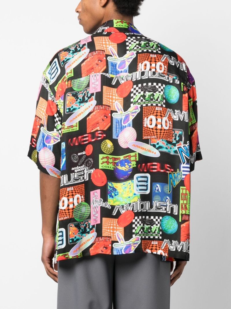 Black Graphic Print Short Sleeved Shirt