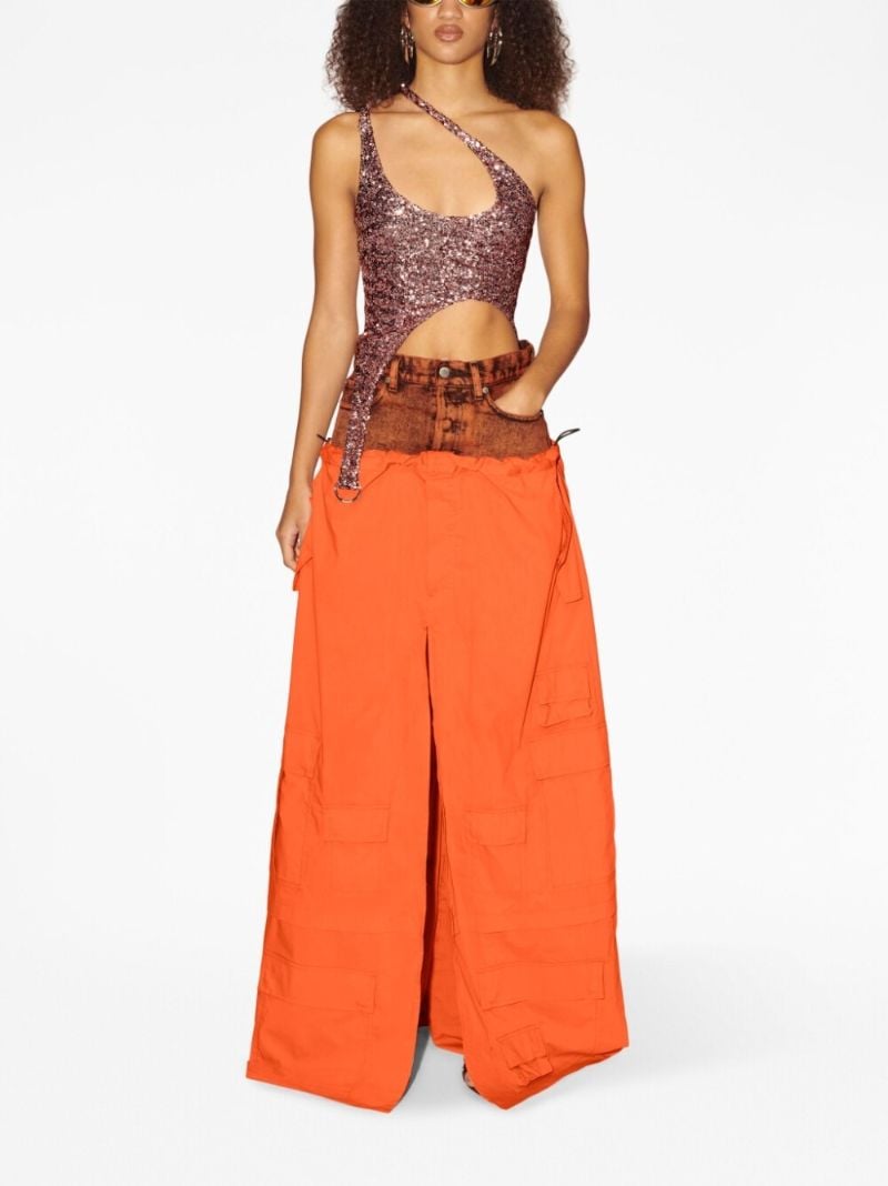 Pink Asymmetric Sequin Crop Top